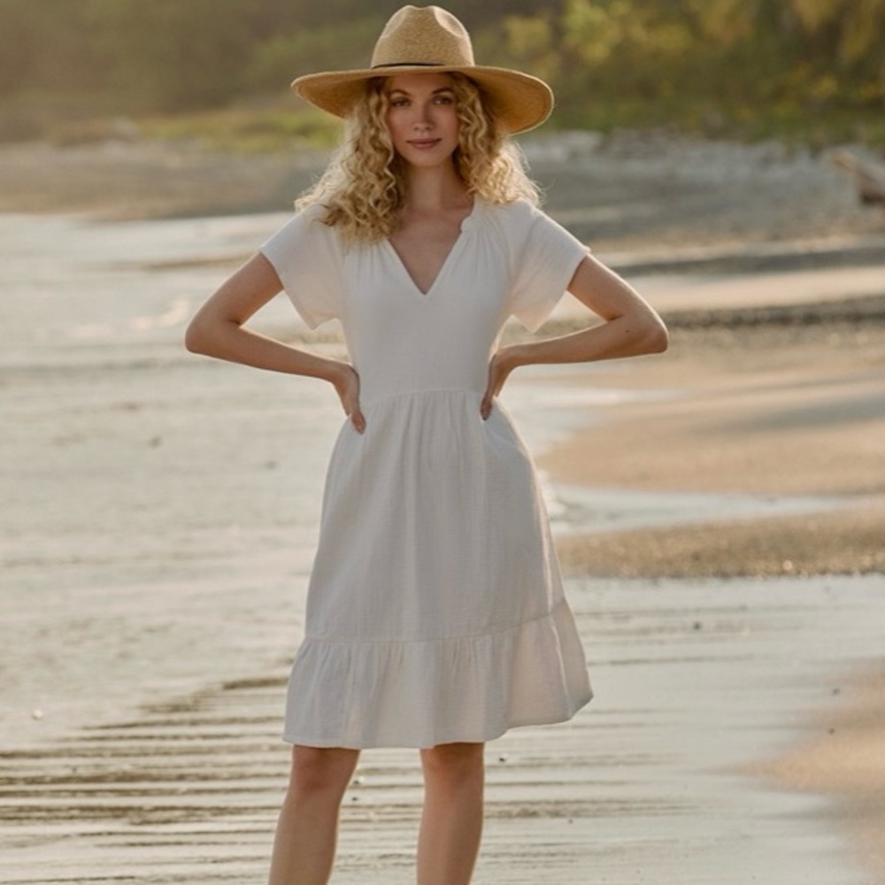 Pact Coastal Double Gauze Breezy Dress